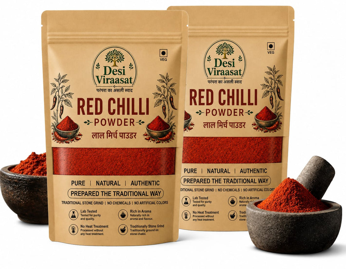 Desi Viraasat Premium Red Chilli Powder (लाल मिर्च पाउडर) – 250g | Cold Pressed & Stone Ground