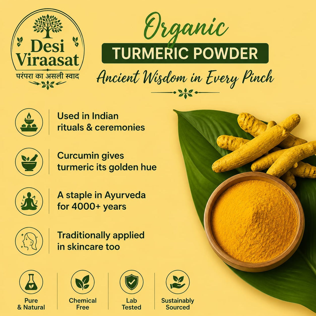 Organic Haldi (Turmeric Powder) - 250g
